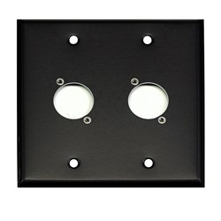 Whirlwind Wall Plate - 2 Gang Black Punched for 2 Whirlwind/Switchcraft D3F